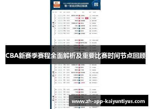CBA新赛季赛程全面解析及重要比赛时间节点回顾