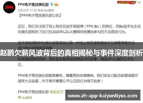 赵鹏欠薪风波背后的真相揭秘与事件深度剖析